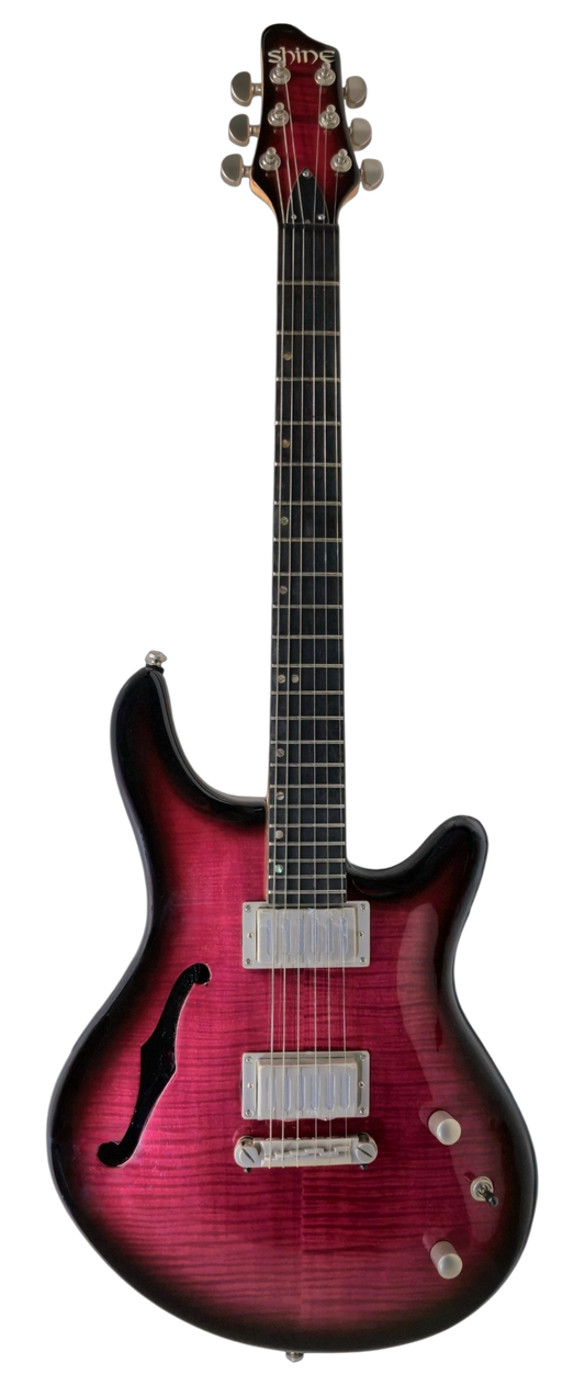 Luthier-FME-420WRB-2H_f-hole_FlameWineRed Burst Arch-Top visually elegant sonically pro
