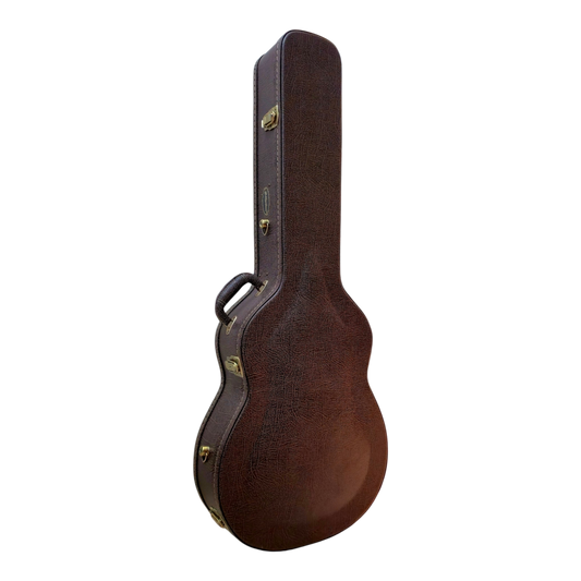 Martinez ContraBass Classic Guitars Brown Arch-Top Hard Case for up to 44-inches length guitars, Polished Bronze 5 Locks