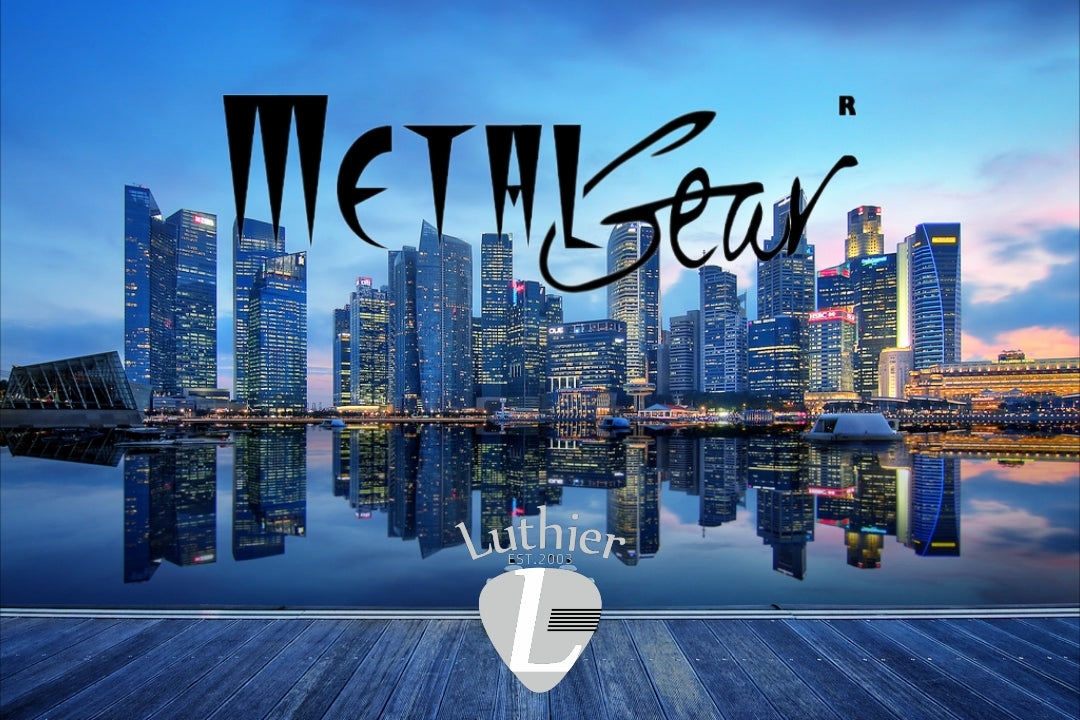 MetalGear & Luthier premium branding in Singapore skyline