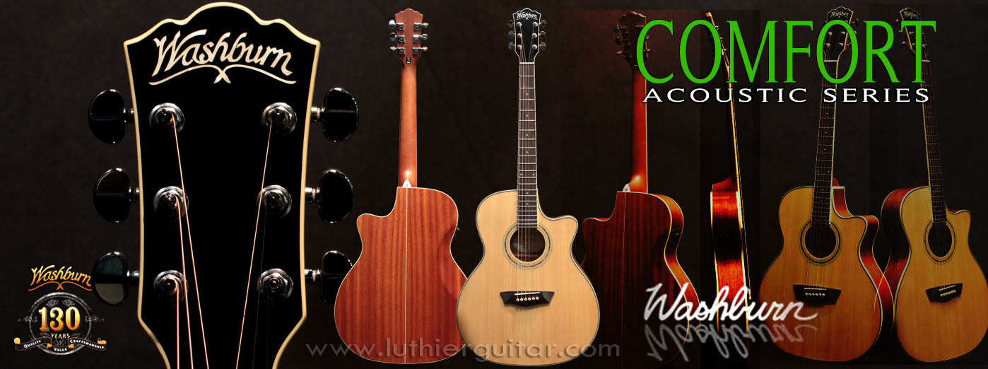 Washburn WCG18CE acoustic-electric grand auditorium guitar from Comfort Series with beveled top.