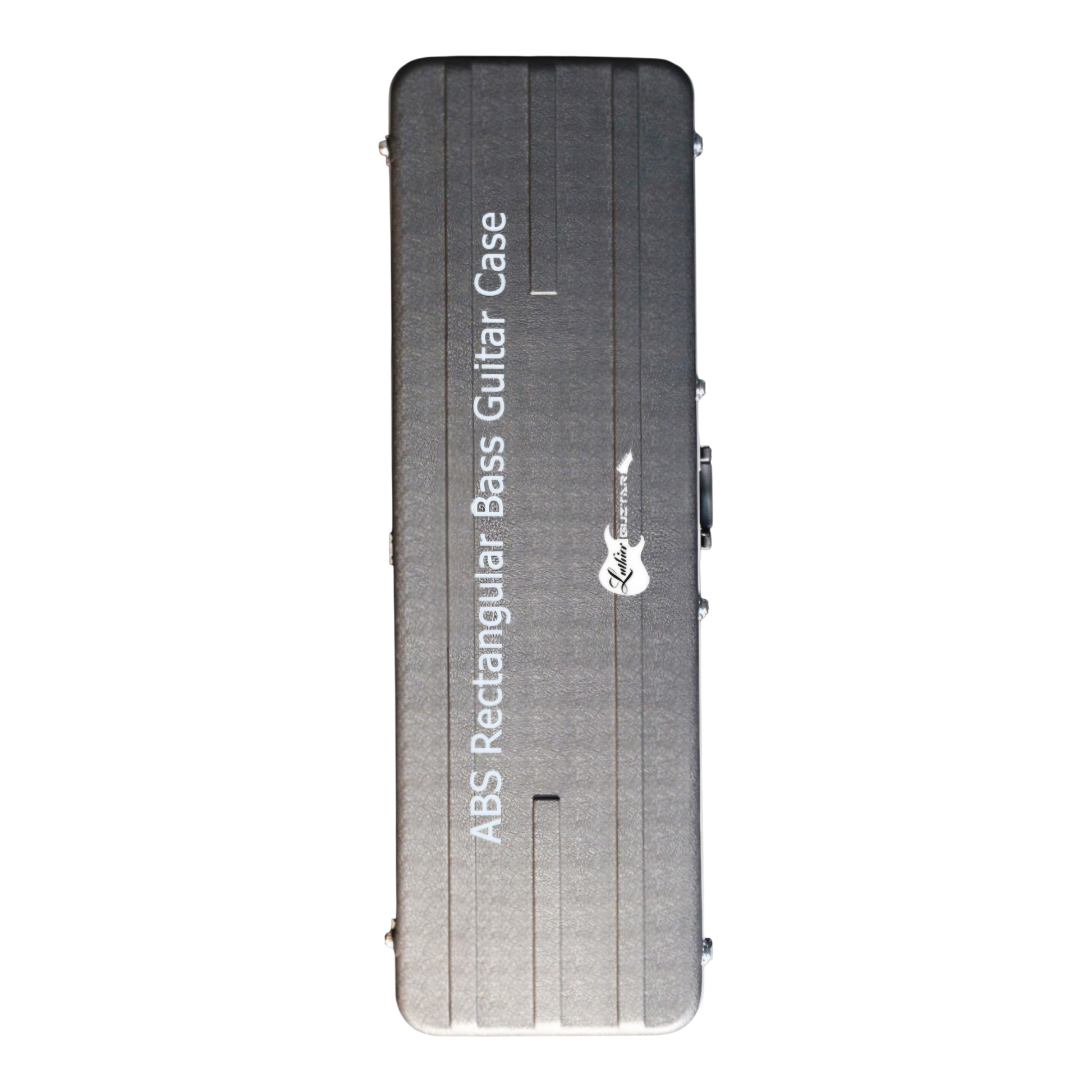 A rectangular ABS Bass guitar hard guitar case in black textured exterior, 4 metal chrome legs & locks