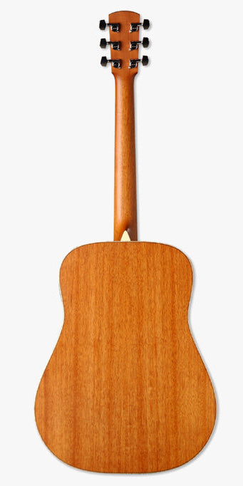 Back view of a Larrivee D-03E lefty acoustic L.R Baggs EQ guitar