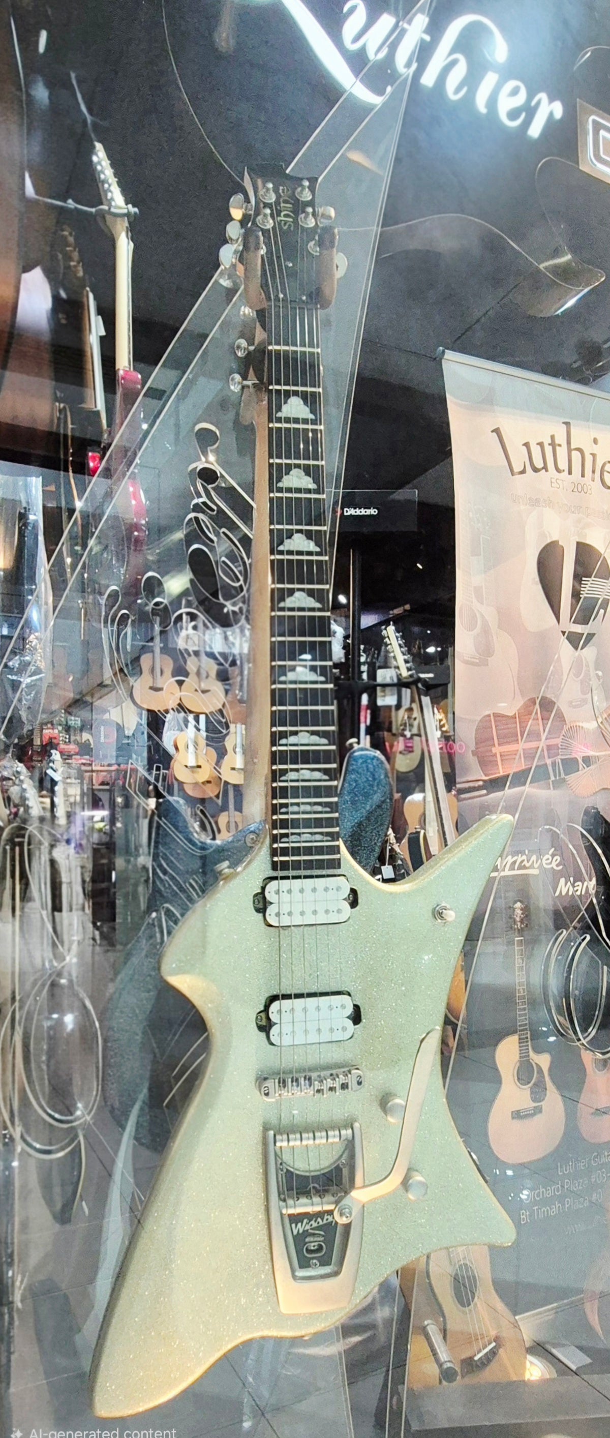 MB807-SF Mockingbird Electric Guitar — Sparkling Silver premium finish, high grade Wigsby Tremolo all nickle hardware