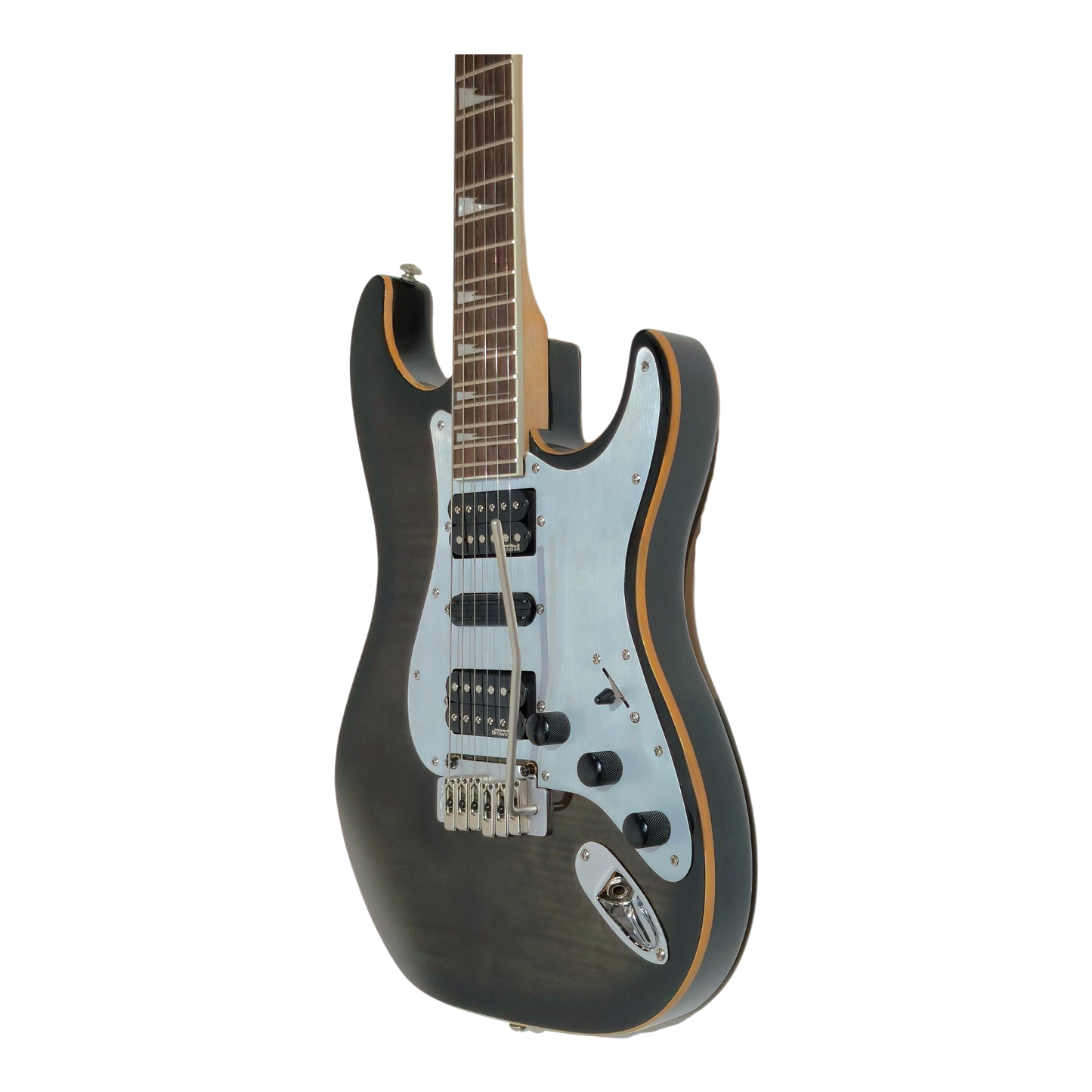 MetalGear-SuperStrats ST15FM-BKS HSH Flame Maple Top Silver Bridge-Tremolo