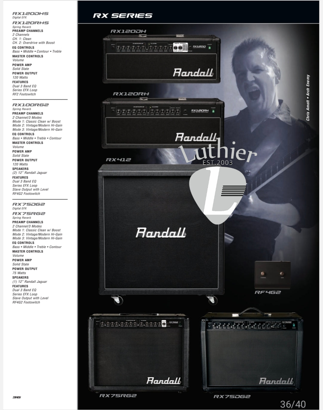 Randall RX-75RG2, Pro 75W Guitar Combo With 12 Inch Jaguar Speaker And Dual Channels