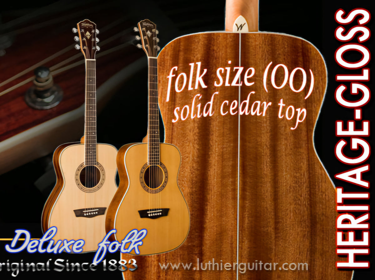 Washburn FOLK available in Cedar top of WF11S or Spruce top of WF10S the lightest compact size full sound