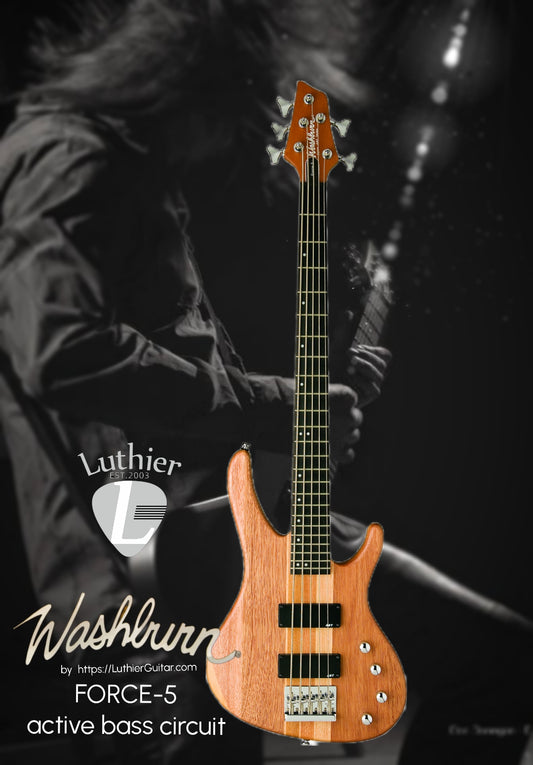 Washburn FORCE5 5-String Bass Guitar - Neck-Thru-Body Active Electronics