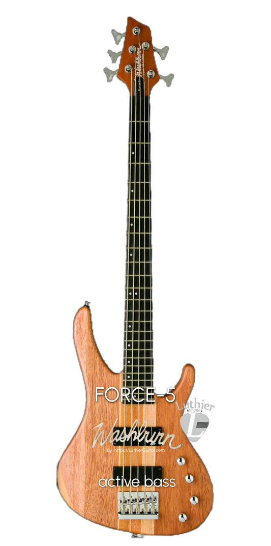 Washburn FORCE5 5-String Bass Guitar - Neck-Thru-Body Active Electronics