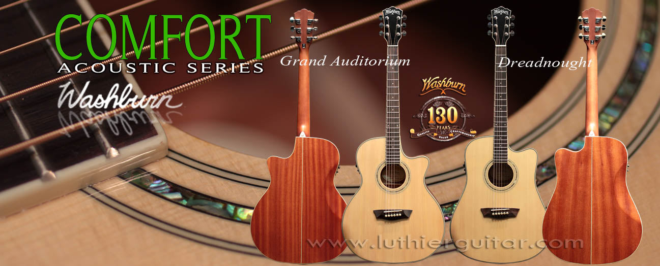 Washburn WCG18CE Comfort Series grand auditorium acoustic-electric guitar with beveled top and belly cut