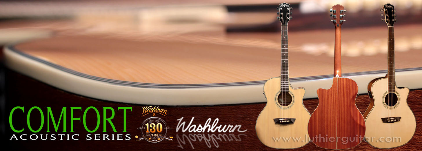 Washburn WCG18CE Comfort Series auditorium acoustic-electric guitar with beveled lower-bout top and back belly cut