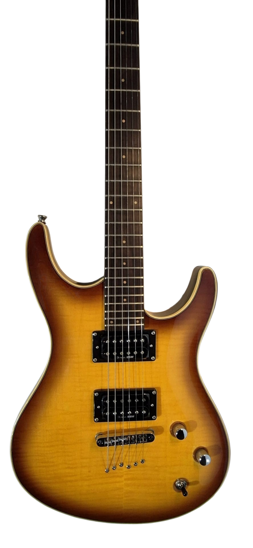 Washburn RX40F-TSB 2xDuncan-H Flame Arch-Top TobaccoBurst SuperStrats 24 frets holes thru easy restring good stability