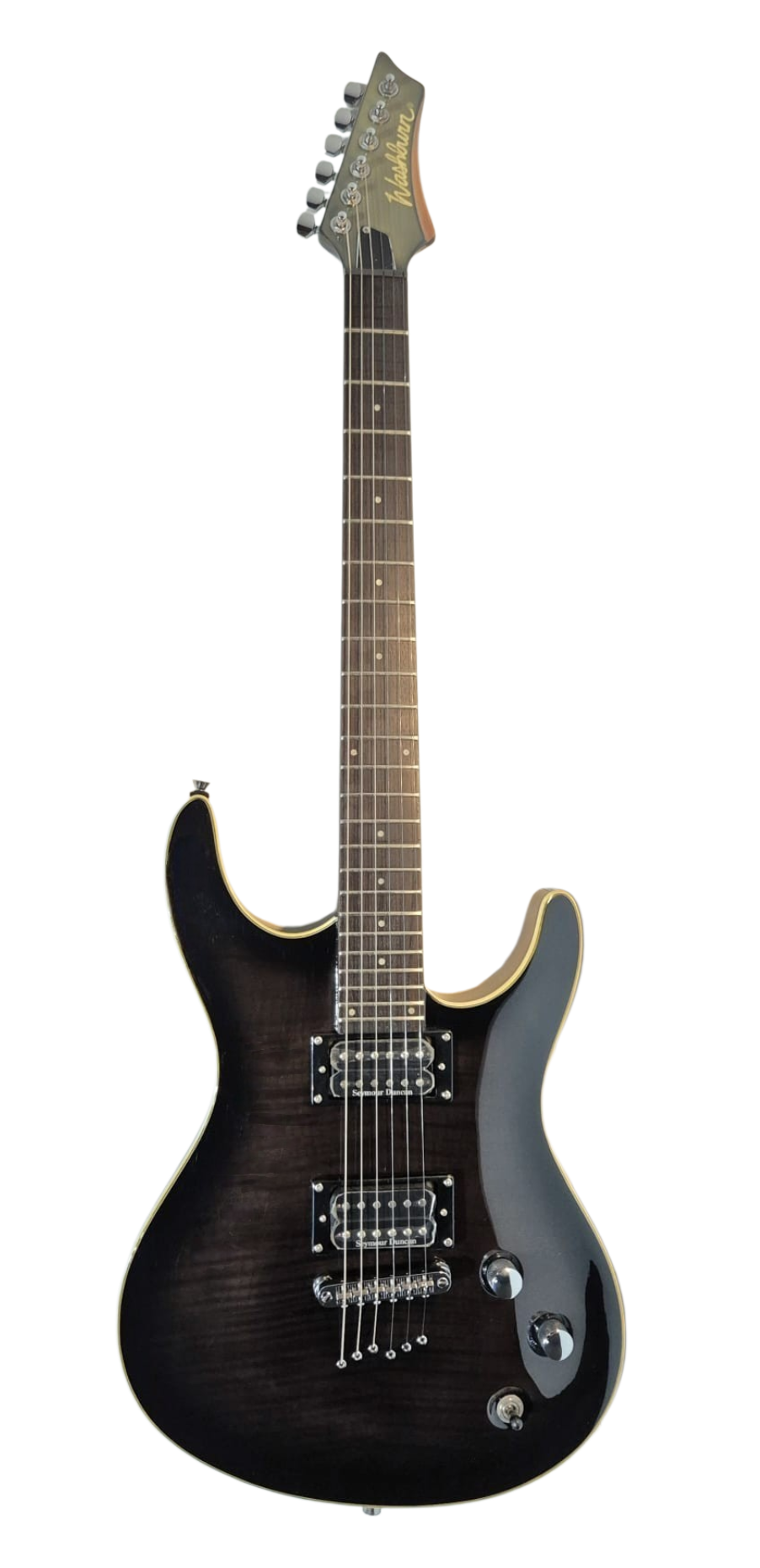 Washburn RX50F-USA-FBB made-in USA Seymour Duncan H-H SuperStrats flame top black burst