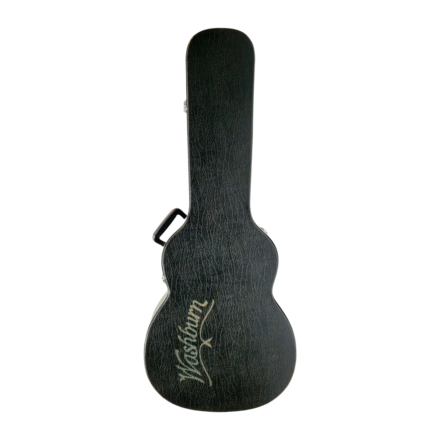 Washburn brand print on a Deluxe Acoustic Hard Case GCGADLX textured leatheroid exterior, metal chrome 5 locks, 4 chrome legs for vertical stand for minimal foot print