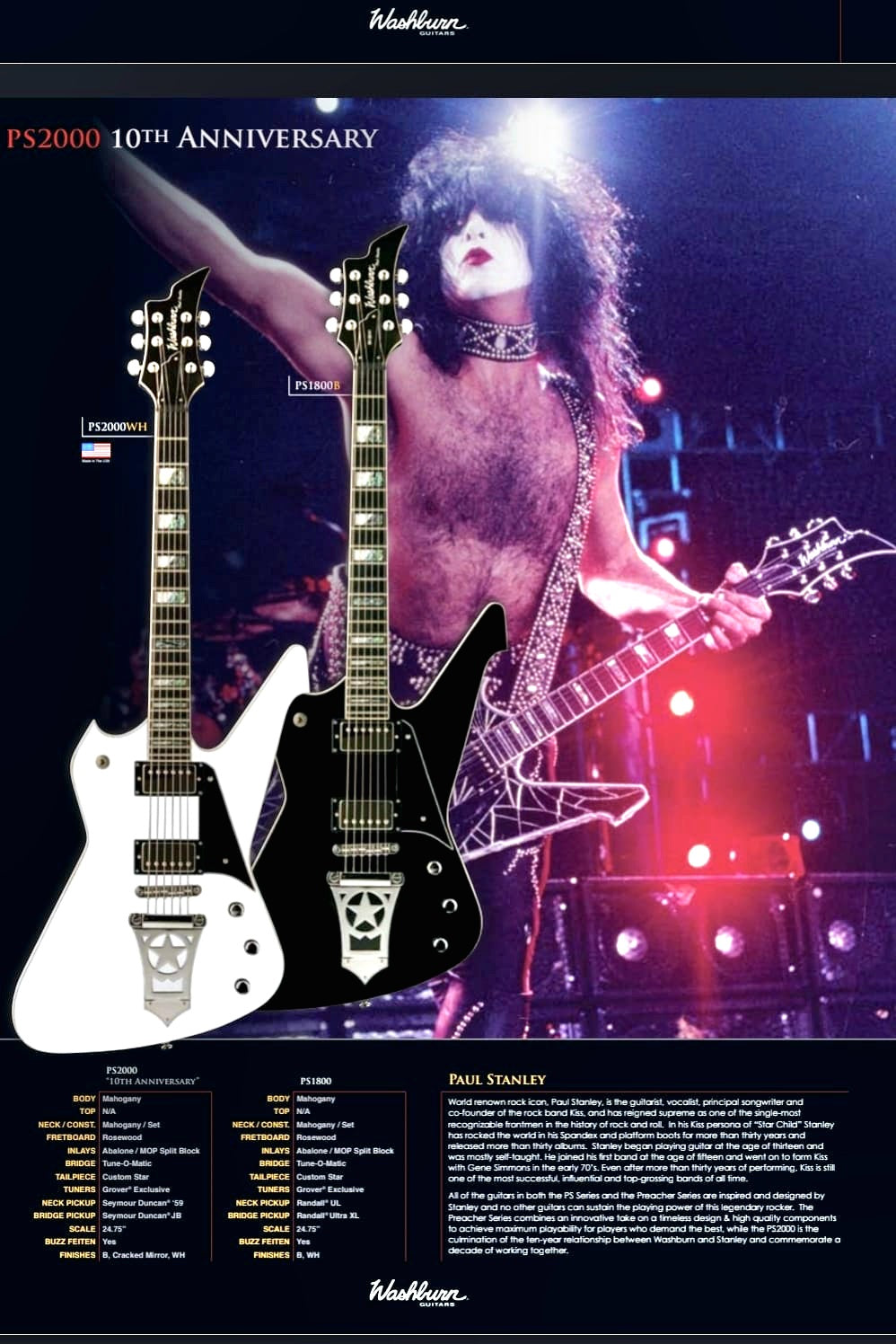 washburn PS1600 謎の。 KISS Paul Stanley KISS Paul Stanley Signature Acoustic/Electric Guitar washburn