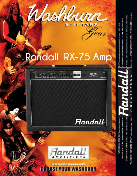 Randall RX-75RG2, Pro 75W Guitar Combo With 12 Inch Jaguar Speaker And Dual Channels